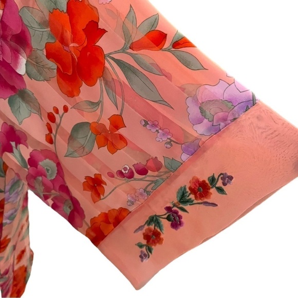 Vintage VS Embroidered Floral Chiffon Kimono M - Picture 7 of 12